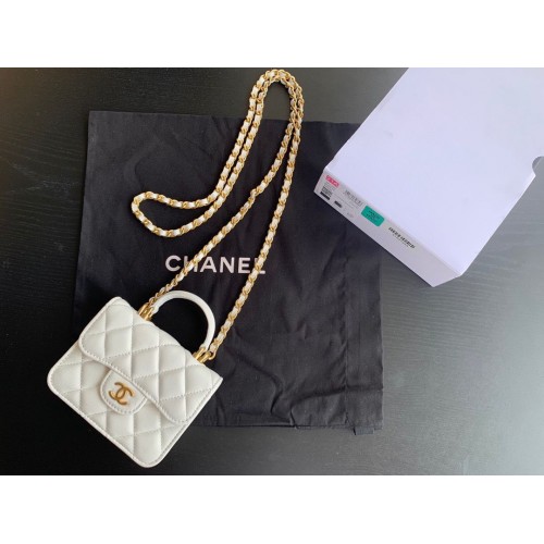 CHANEL Top Handle Micro Mini Wallet On Chain AP2200 Wit