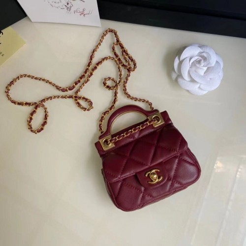 CHANEL Top Handle Micro Mini Wallet On Chain AP2206 Rood
