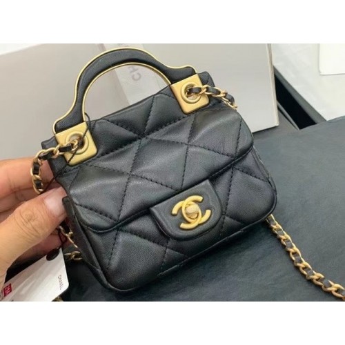 CHANEL Top Handle Micro Mini Wallet On Chain AP2271 Zwart