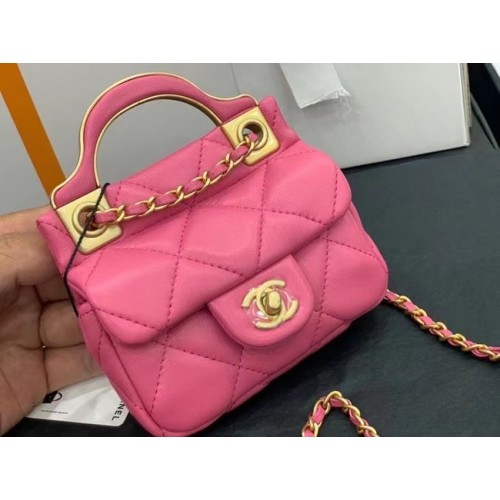 CHANEL Top Handle Micro Mini Wallet On Chain AP2271 roze