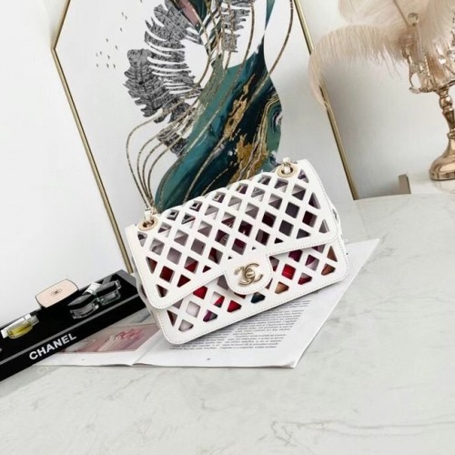 CHANEL mini flap bag AS2370 wit