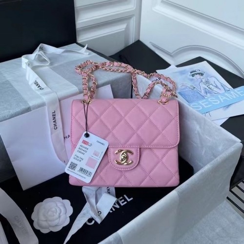 CHANEL mini flap bag AS2468 roze