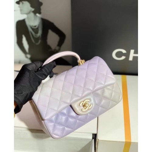 CHANEL mini flap bag met handvat aan de bovenkant AS2431 regenboog
