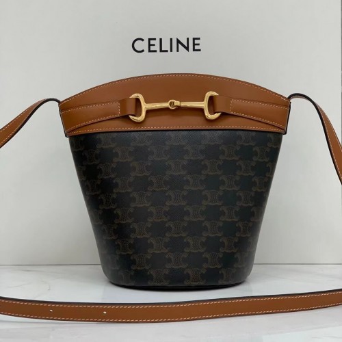 Celine BUCKET TAS IN GLANZEND KALFSLEER CR92072 Coffee