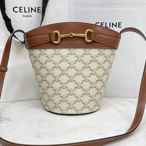 Celine BUCKET TAS IN GLANZEND KALFSLEER CR92072 WIT