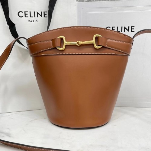 Celine BUCKET TAS IN GLANZEND KALFSLEER CR92072 bruin
