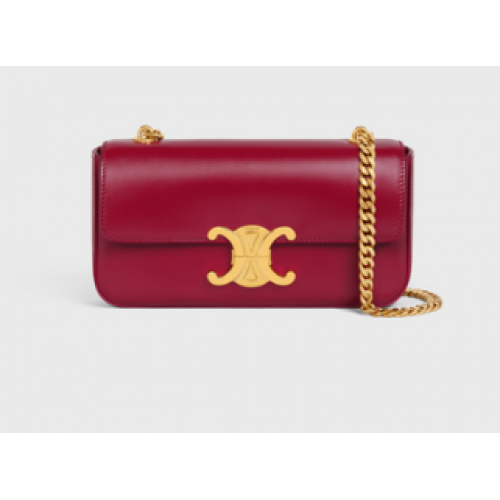 Celine CHAIN SCHOUDERTAS TRIOMPHE IN GLANZEND KALFSLEER 197993 CARMIN