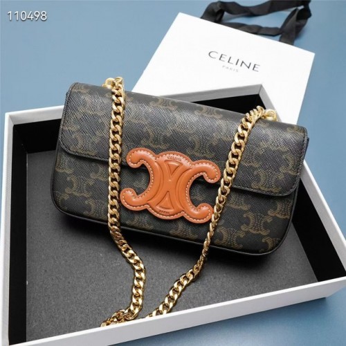 Celine CHAIN SCHOUDERTAS TRIOMPHE IN TRIOMPHE CANVAS EN CALFKSIN 199243 BRUIN
