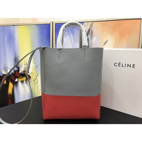 Celine Cabas Phantom Tassen Origineel Leer C3365 Grijs&Rood