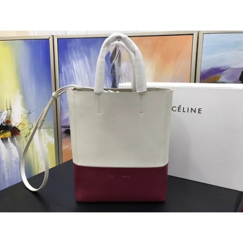 Celine Cabas Phantom Tassen Origineel Leer C3365 OffWhite&Rood