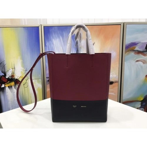 Celine Cabas Phantom Tassen Origineel Leer C3365 Wine&Black