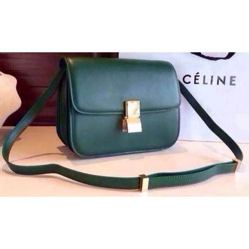 Celine Classic Box Flap Bag Kalfsleer C2263 Groen