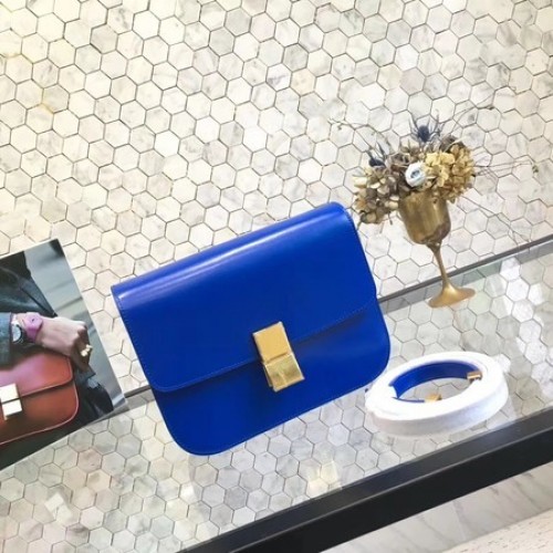 Celine Classic Box Flap Bag Origineel Kalfsleer 5698 Blauw