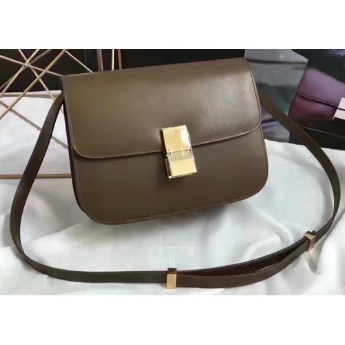 Celine Classic Box Flap Bag Glad Leer C20447 Groen