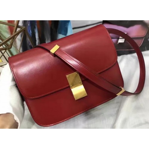 Celine Classic Box Flap Bag Glad Leer C20447 Rood