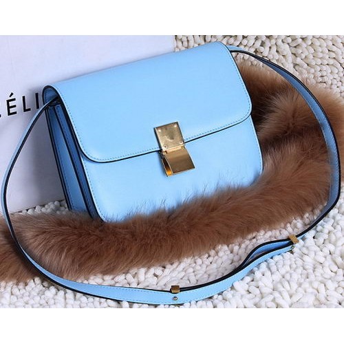Celine Classic Box Small Flap Bag Kalfsleer C88007T Hemelsblauw