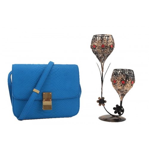 Celine Classic Box Small Flap Bag Glad Leer 11042 Blauw