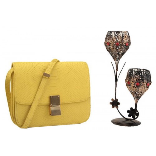 Celine Classic Box Small Flap Bag Glad Leer 11042 Citroen