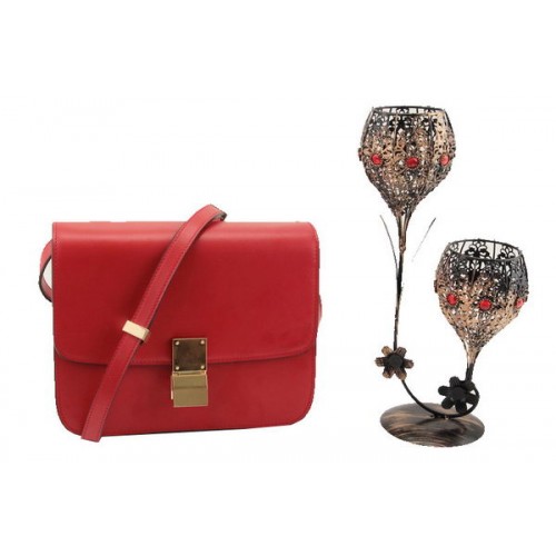 Celine Classic Box Small Flap Bag Glad Leer 11042 Rood