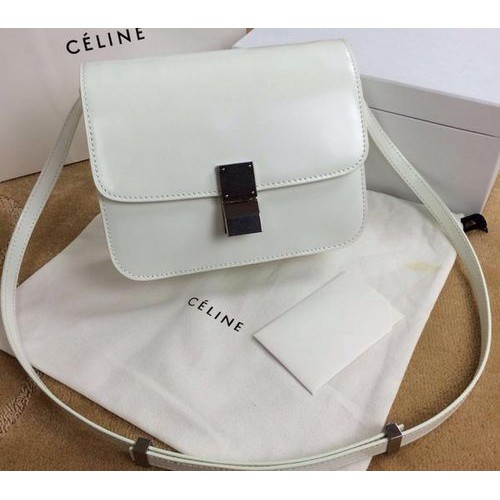 Celine Classic Box Small Flap Bag Glad Leer C11042 OffWhite