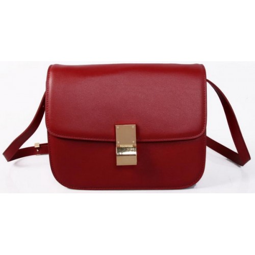 Celine Classic Box Small Flap Bag Glad leer C88007C Burgundy