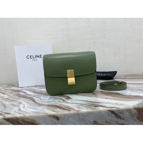 Celine Classic Box Teen Flap Bag Origineel Kalfsleer 3379 Groen