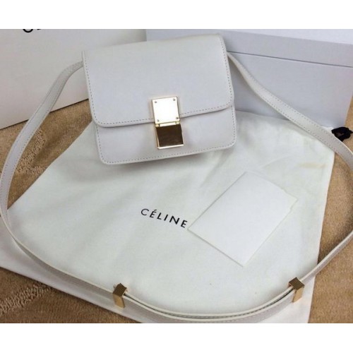 Celine Classic Box mini Flap Bag Glad Leer C11041T Wit