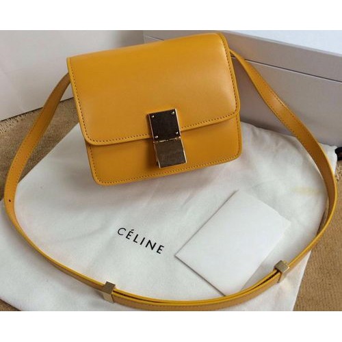 Celine Classic Box mini Flap Bag Glad Leer C11041T Geel