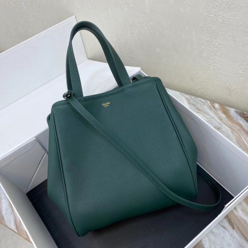 Celine LARGE SOFT BAG IN SOEPEL KALFSHEER 55825 zwartachtig groen