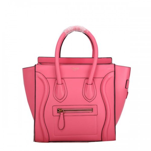 Celine Bagage Micro Handtassen Glad Leer C107 Roze