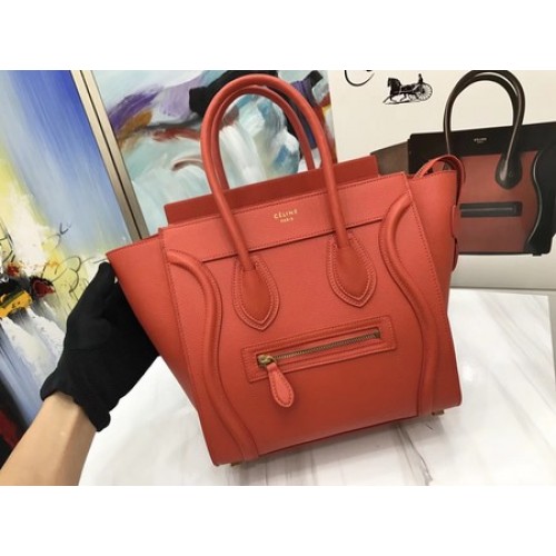 Celine Bagage Micro Tote Tas Origineel Leer CLY33081M Oranje