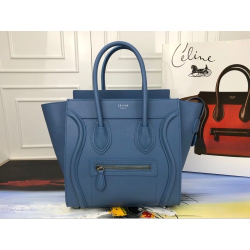 Celine Bagage Micro Tote Bag Origineel Leer CLY33081M blauw