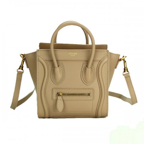 Celine Bagage Nano Tas Glad Leer CL88029 Khaki