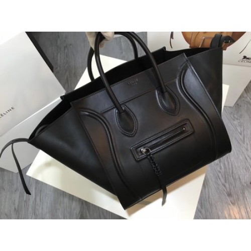 Celine Bagage Phantom Tote Bag Glad Leer CT3372 Zwart