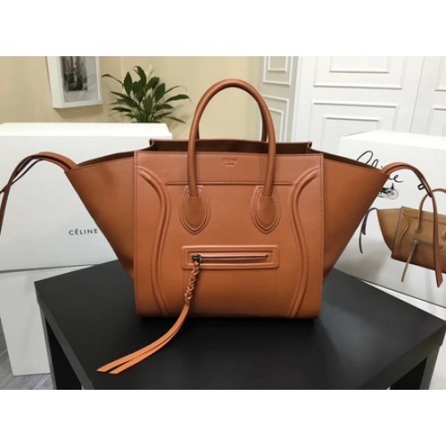 Celine Bagage Phantom Tote Bag Glad Leer CT3372 Bruin
