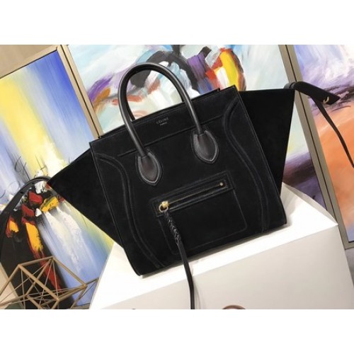 Celine Bagage Phantom Tote Bag Suède Leer CT3372 Zwart