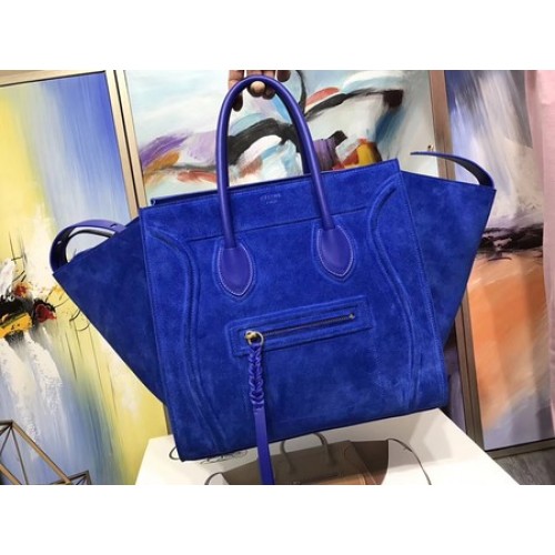 Celine Bagage Phantom Tote Bag Suede Leer CT3372 Blauw