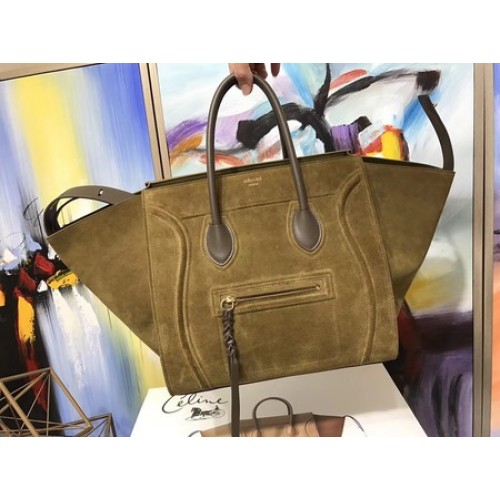 Celine Bagage Phantom Tote Bag Suede Leer CT3372 Groen