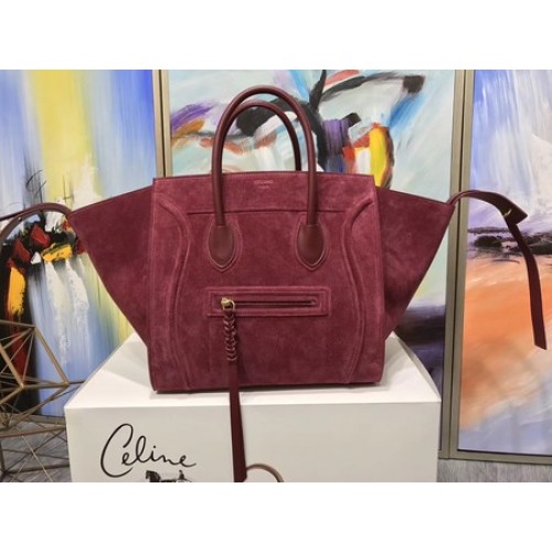 Celine Bagage Phantom Tote Bag Suède Leer CT3372 Rood