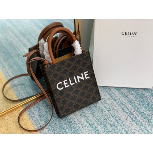 Celine MINI CABAS VERTICAAL IN TRIOMPHE CANVAS 194372 zwart