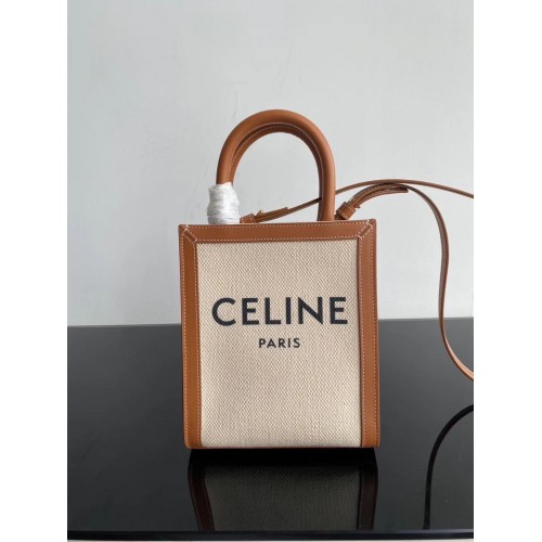 Celine MINI CABAS VERTICAAL IN TRIOMPHE CANVAS CL01541 Bruin
