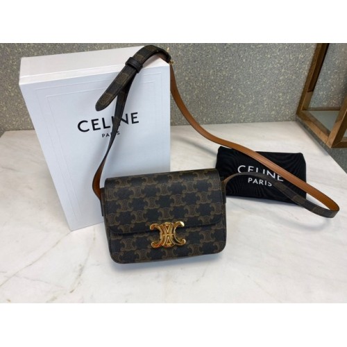 Celine MINI FOLCO TAS IN TRIOMPHE CANVAS CL01503 tan