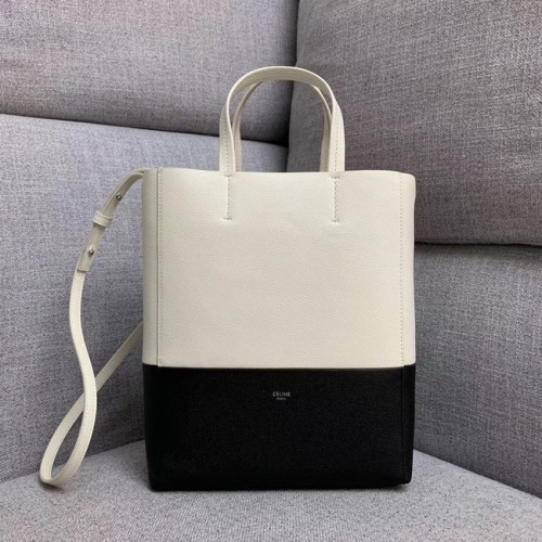 Celine Original Leren CABAS Tas 189813 Wit & Zwart