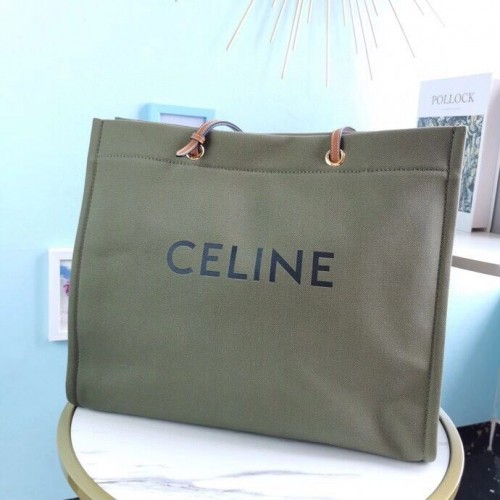 Celine Original Leren boodschappentas CL92172 zwartachtig groen