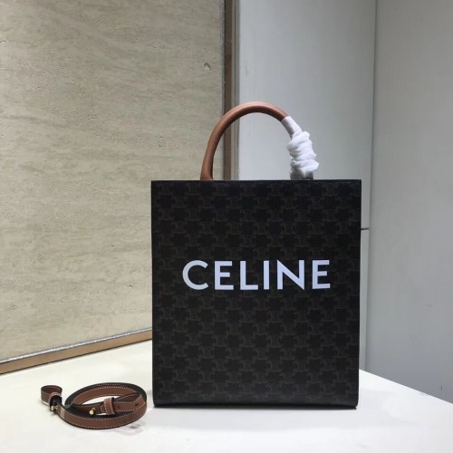 Celine KLEINE CABAS VERTICAAL IN TRIOMPHE CANVAS CL01542 tan