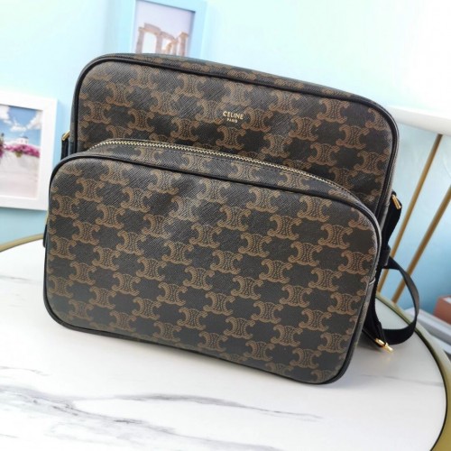 Celine KLEINE CAMERATAS IN TRIOMPHE CANVAS CL90822 zwart