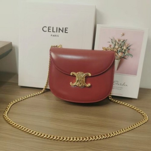 Celine TEEN CHAIN BESACE TRIOMPHE IN GLANZEND KALFSLEER 110973 CARMIN