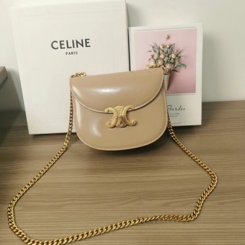 Celine TEEN CHAIN BESACE TRIOMPHE IN GLANZEND KALFSLEER 110973 Licht Abrikoos
