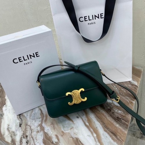 Celine TEEN TRIOMPHE BAG IN SHINY CALFSKIN MINERAL 188423 zwartachtig groen