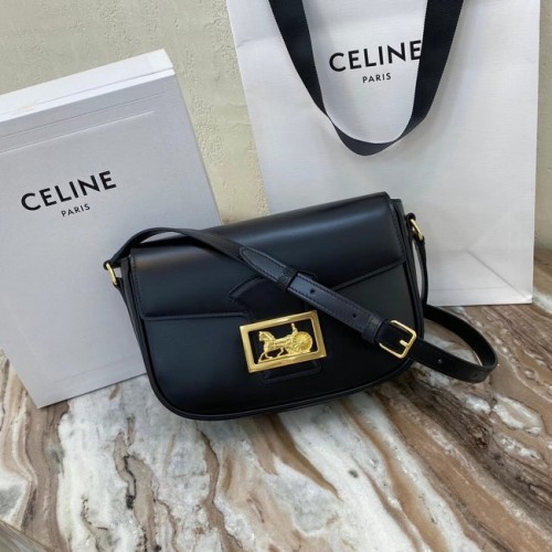 Celine TEEN TRIOMPHE BAG IN SHINY CALFSKIN MINERAL 195302 zwart